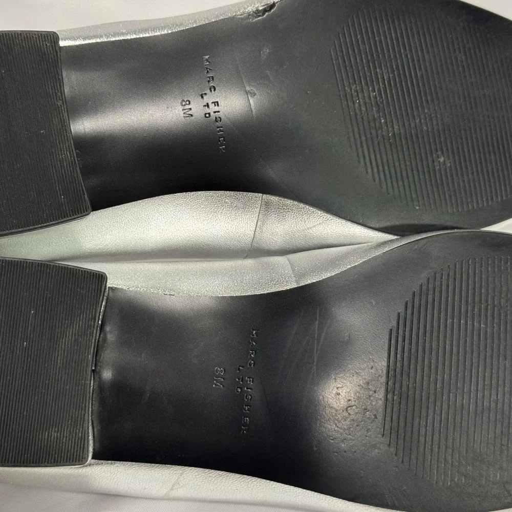 Marc Fisher LTD Gunner Flats Metallic Silver Leather Pointed Toe Slip On Size 8 - Picture 12 of 13